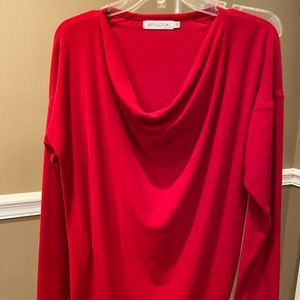 🛍️ Misslook Red Draping Neck Long sleeve Top, sz M